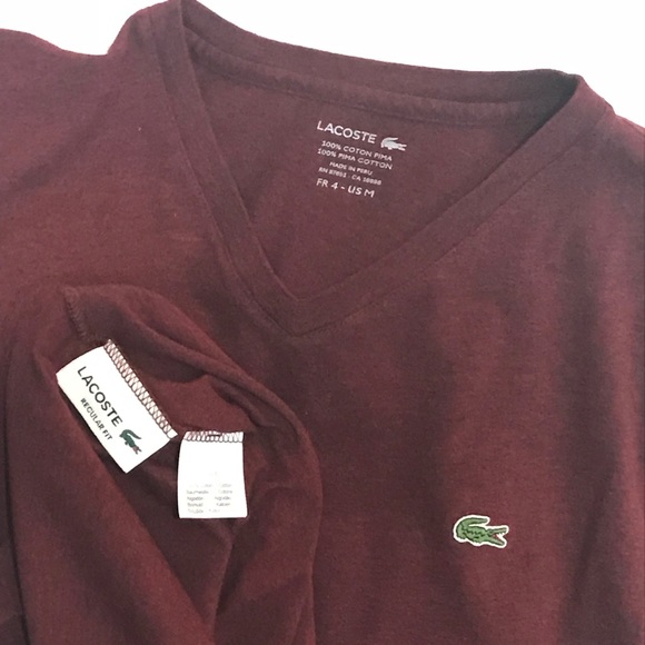 burgundy lacoste t shirt